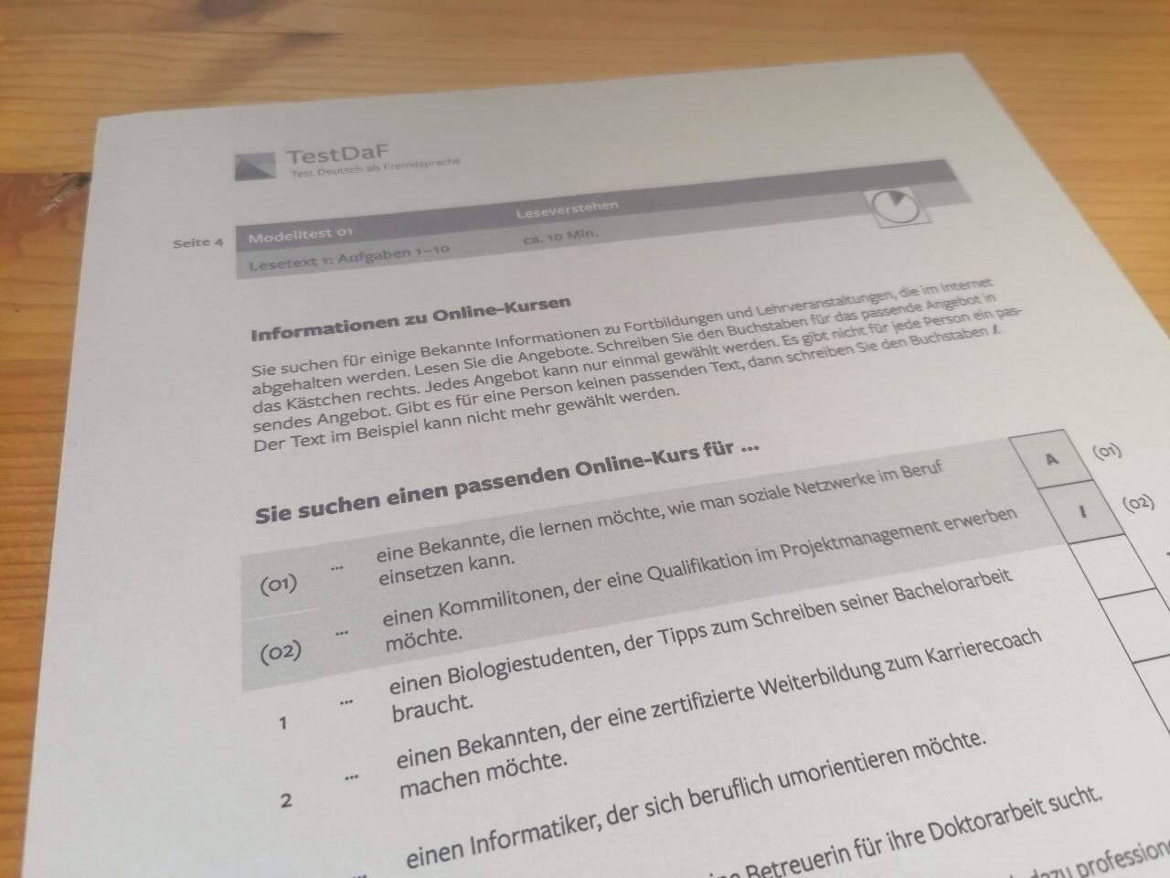 Jazykový zkouška TestDaf - porozumění textu/ Leseverstehen