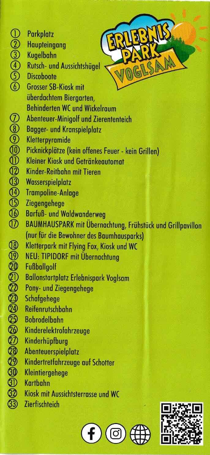 Označení míst v zážitkovém parku Erlebnispark Voglsam